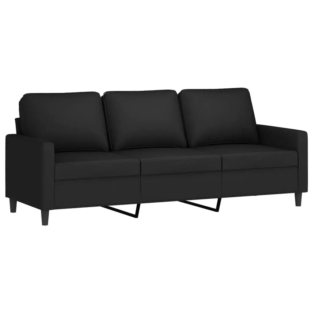 3 Piece Sofa Set with Cushions Black Velvet 3201481