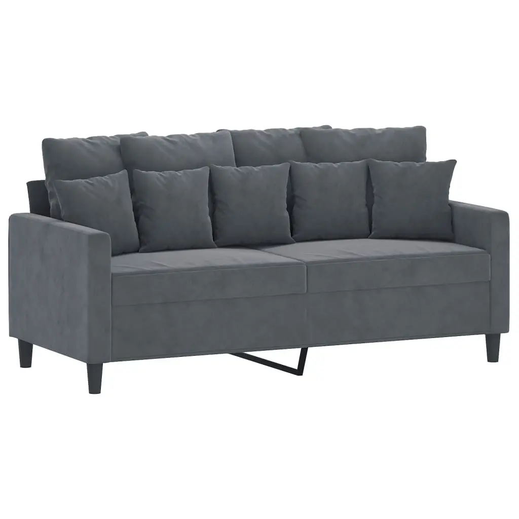 3 Piece Sofa Set with Cushions Dark Grey Velvet 3201711