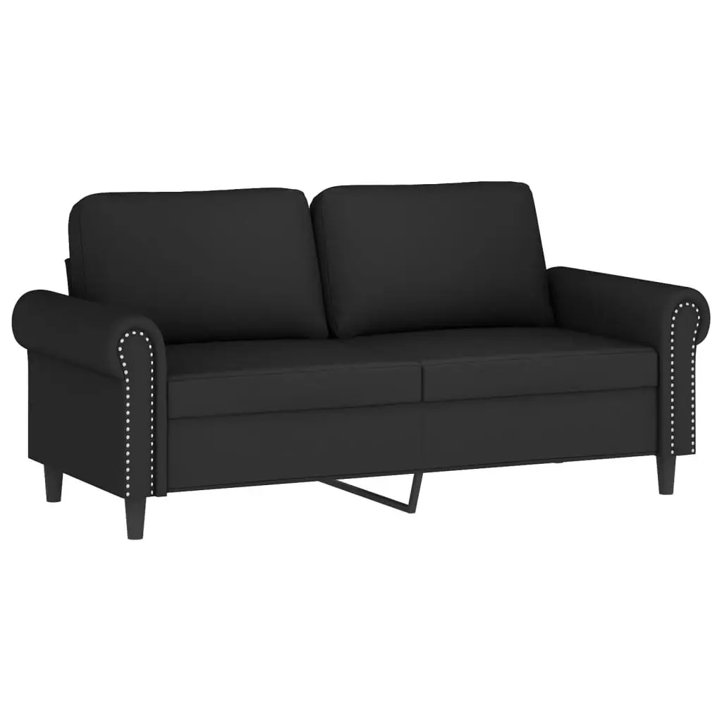 2 Piece Sofa Set with Pillows Black Velvet 3202235