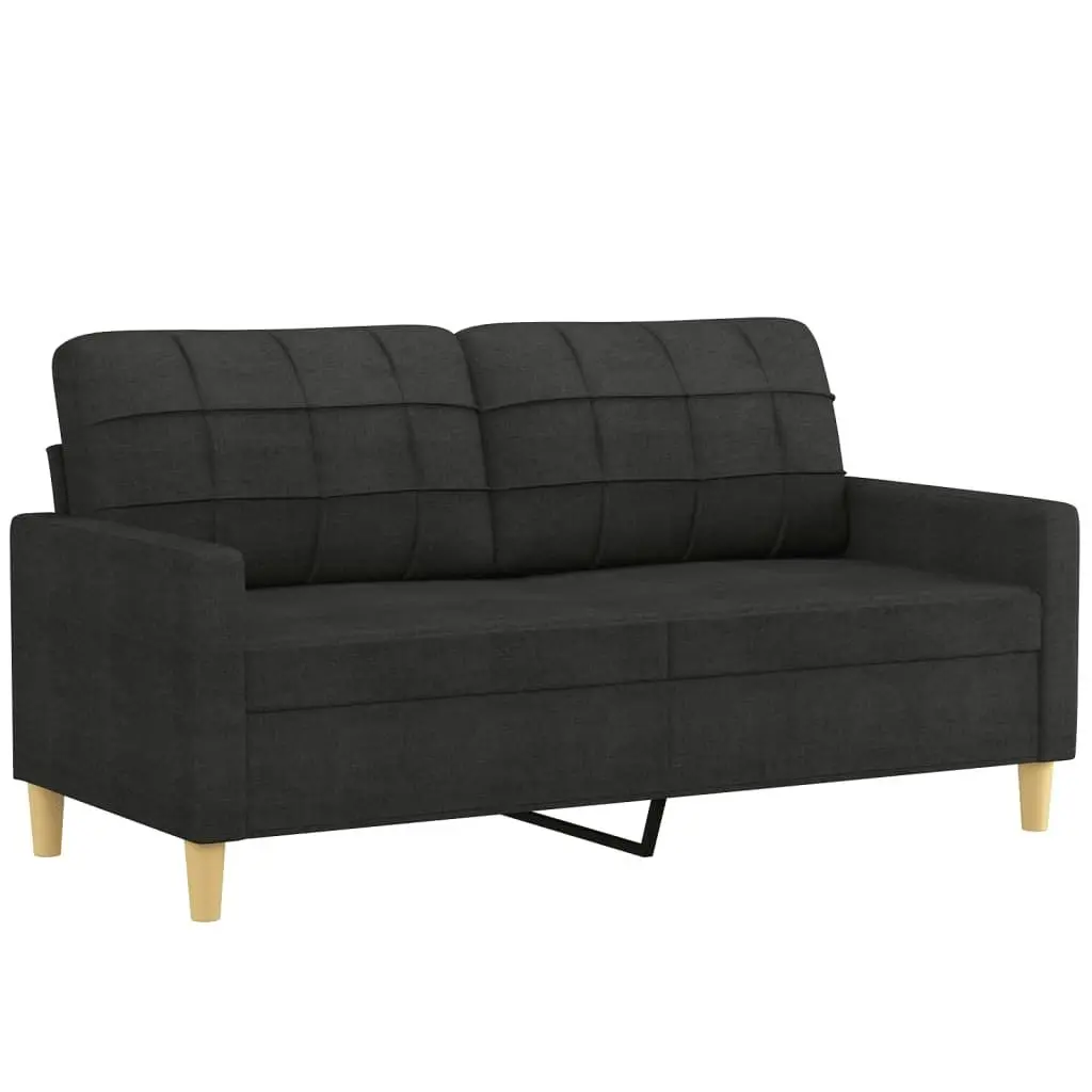 3 Piece Sofa Set with Pillows Black Fabric 3201302