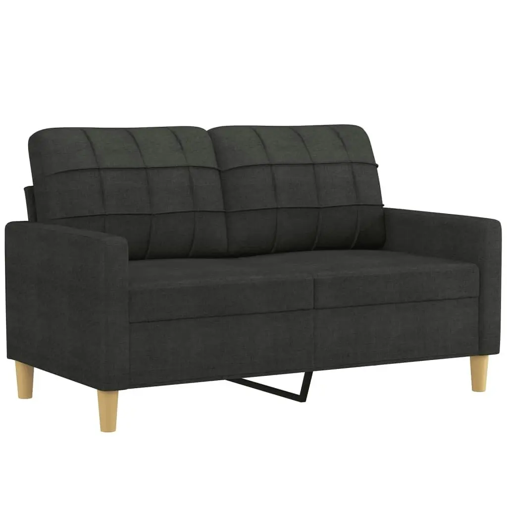 3 Piece Sofa Set with Pillows Black Fabric 3201302