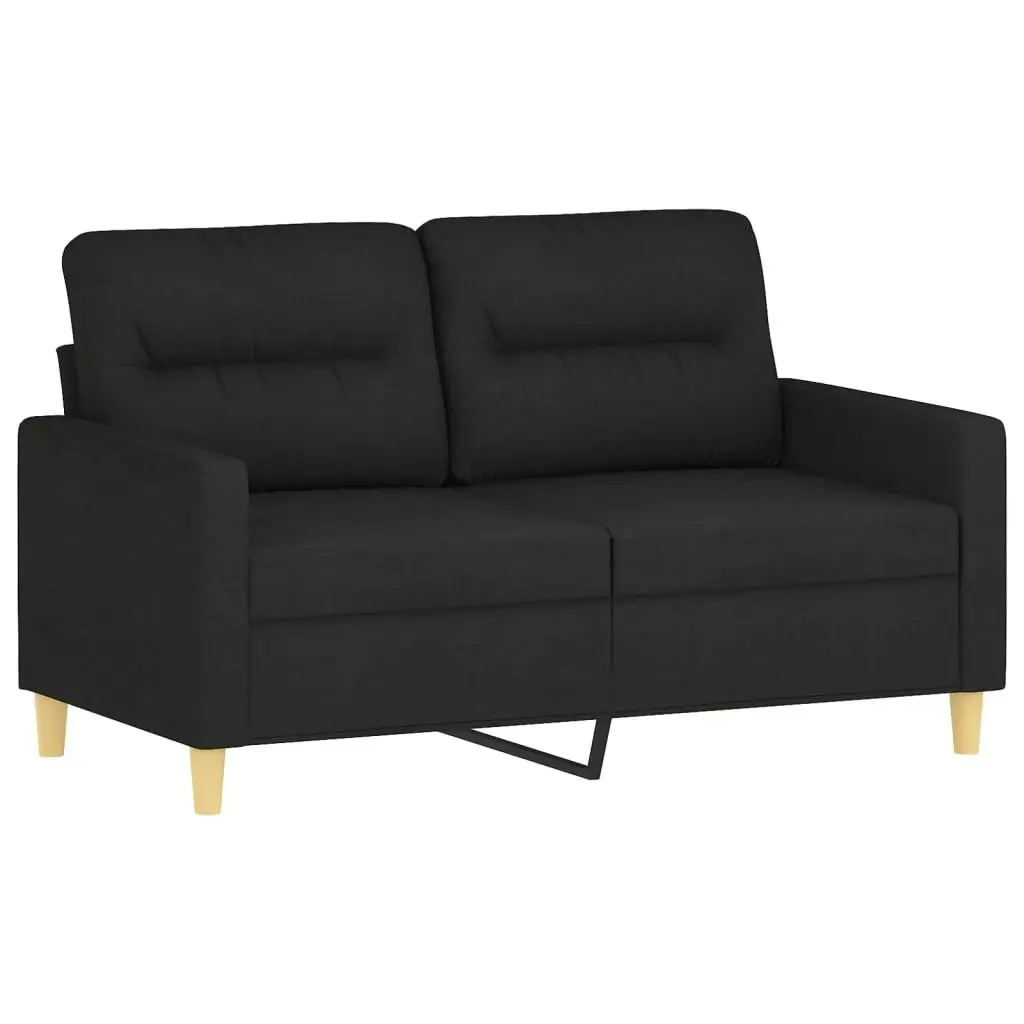 2 Piece Sofa Set with Cushions Black Fabric 3201572