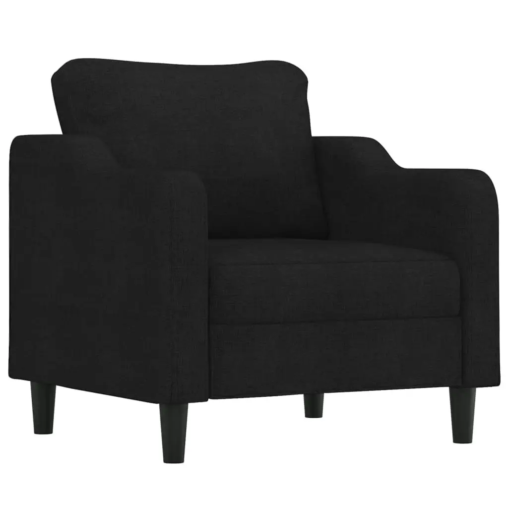 3 Piece Sofa Set with Pillows Black Fabric 3201790