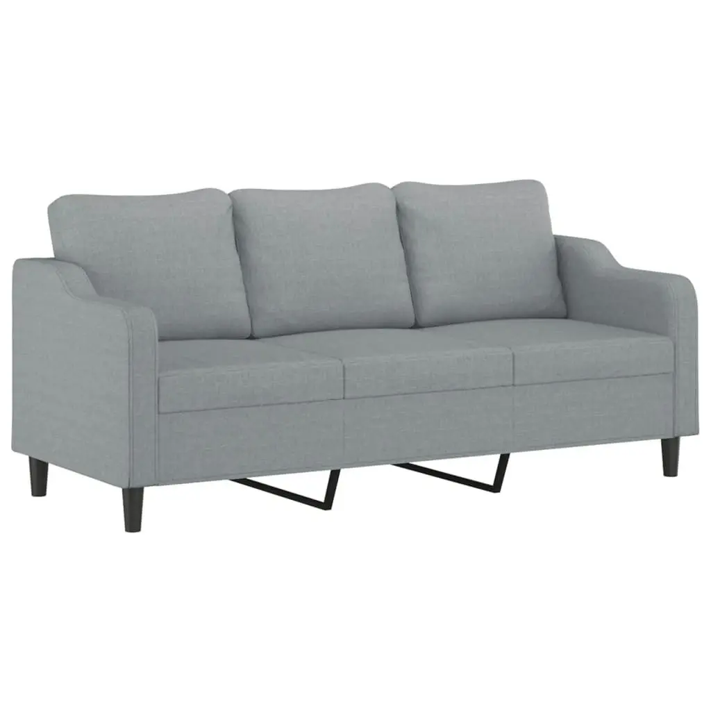 3 Piece Sofa Set with Pillows Light Grey Fabric 3201858