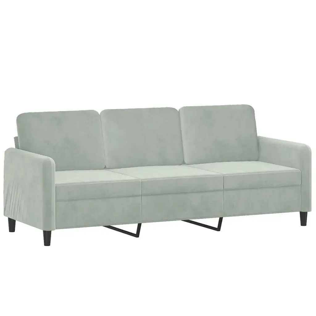 3 Piece Sofa Set with Pillows Light Grey Velvet 3202044