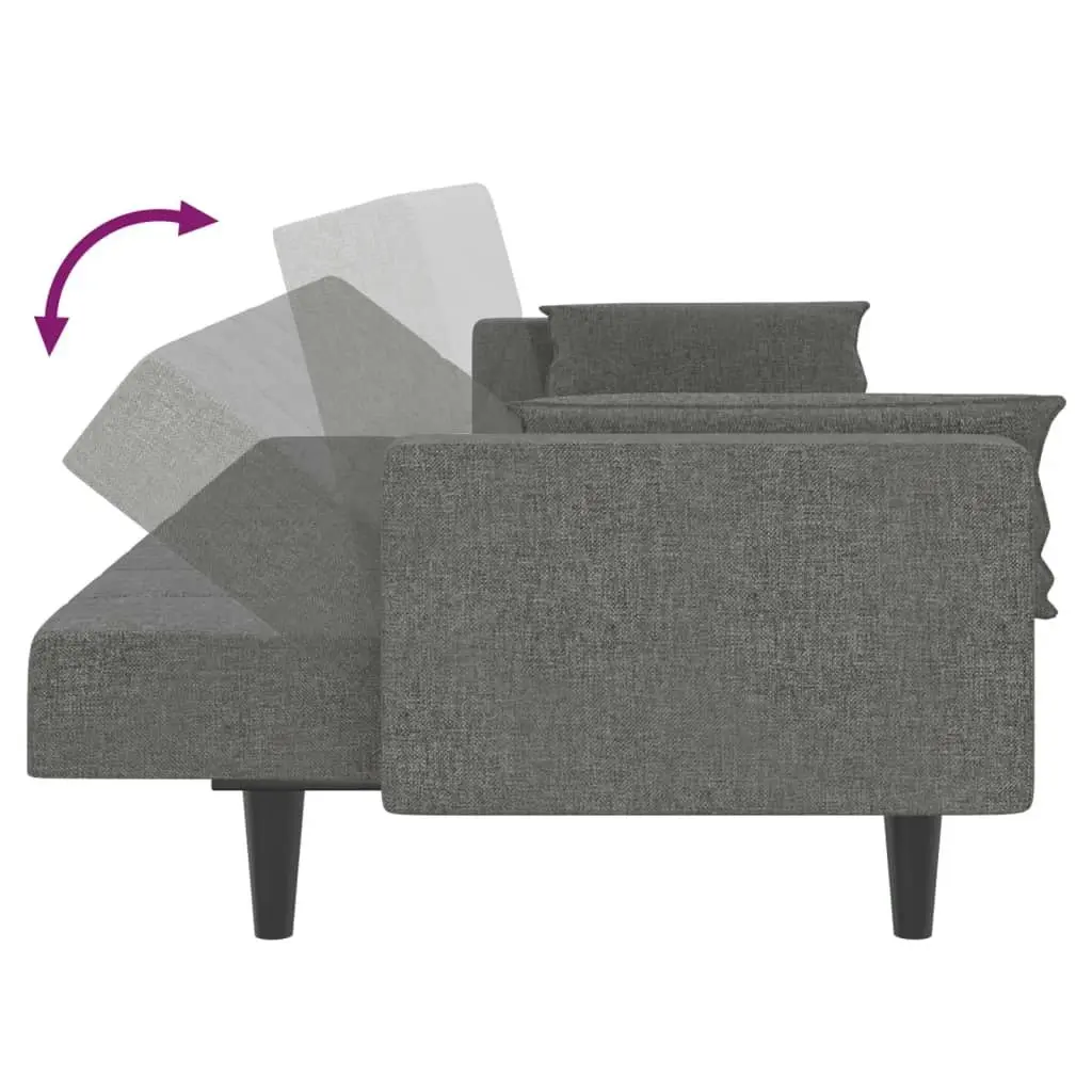 2-Seater Sofa Bed with Two Pillows Light Grey Fabric 375833