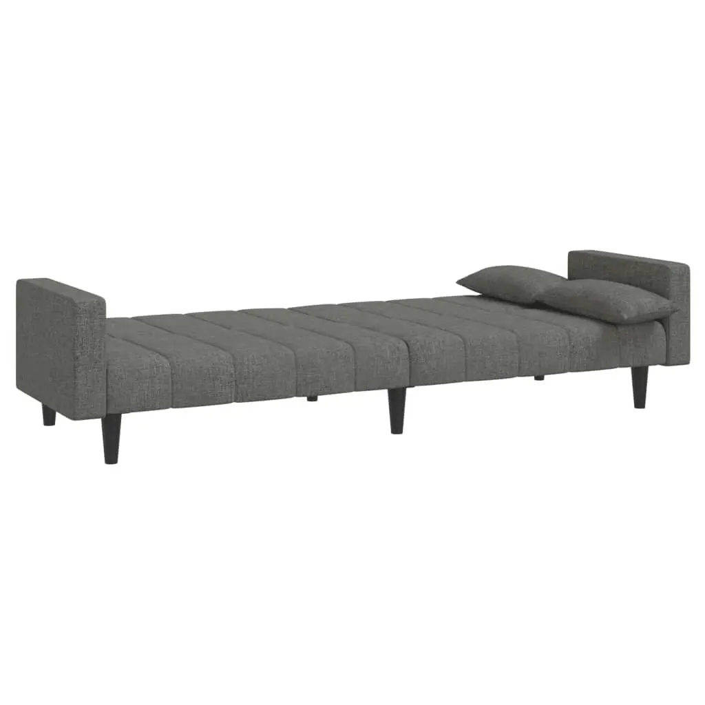 2-Seater Sofa Bed with Two Pillows Light Grey Fabric 375833