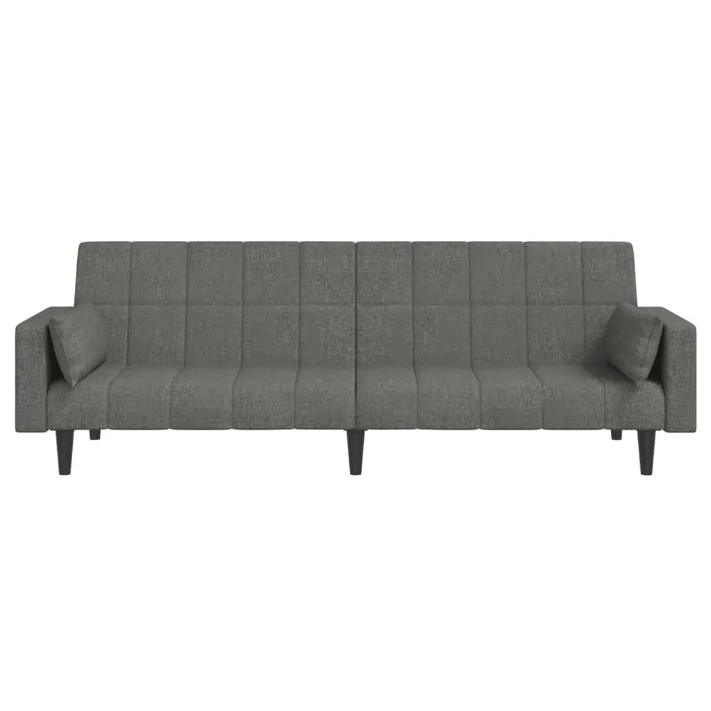 2-Seater Sofa Bed with Two Pillows Light Grey Fabric 375833