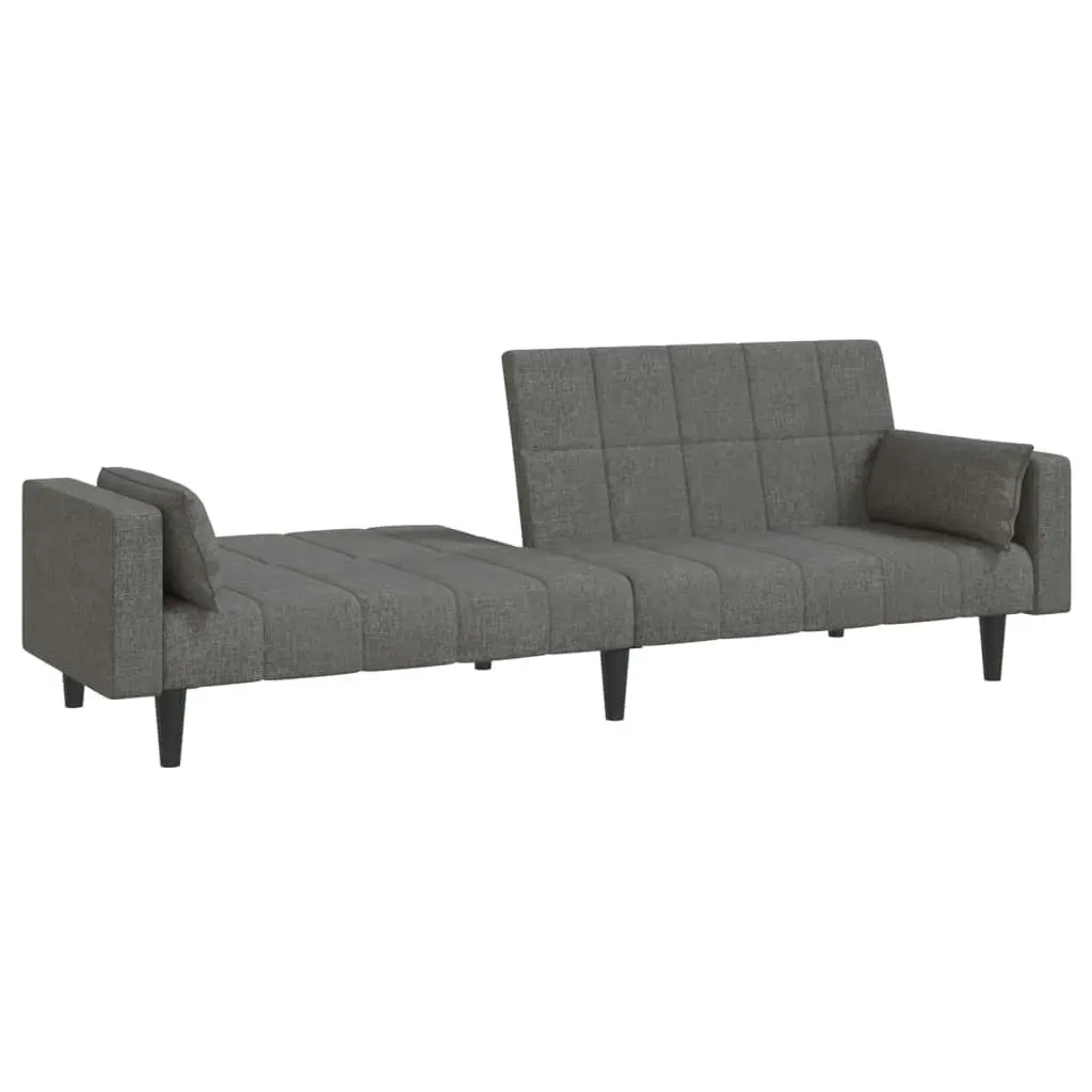 2-Seater Sofa Bed with Two Pillows Light Grey Fabric 375833