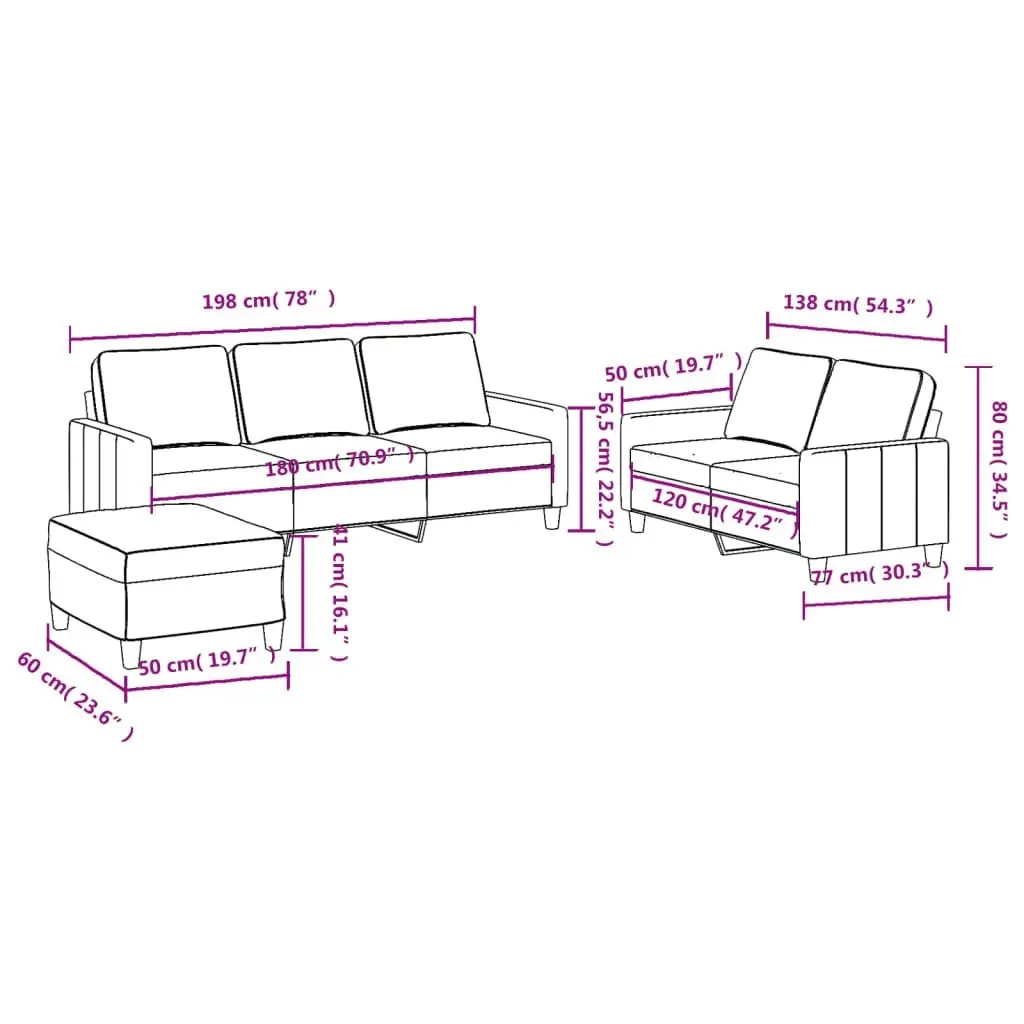 3 Piece Sofa Set with Cushions Dark Grey Fabric 3201469