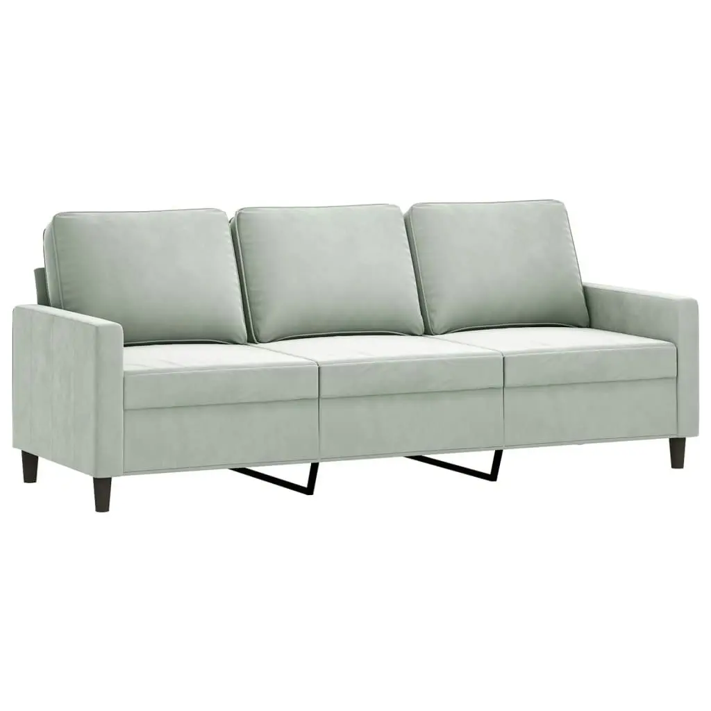 3 Piece Sofa Set with Cushions Light Grey Velvet 3201526