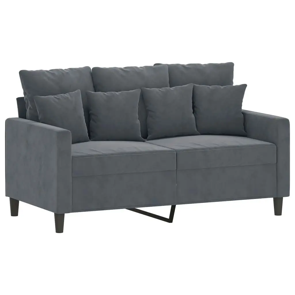 3 Piece Sofa Set with Cushions Dark Grey Velvet 3201731