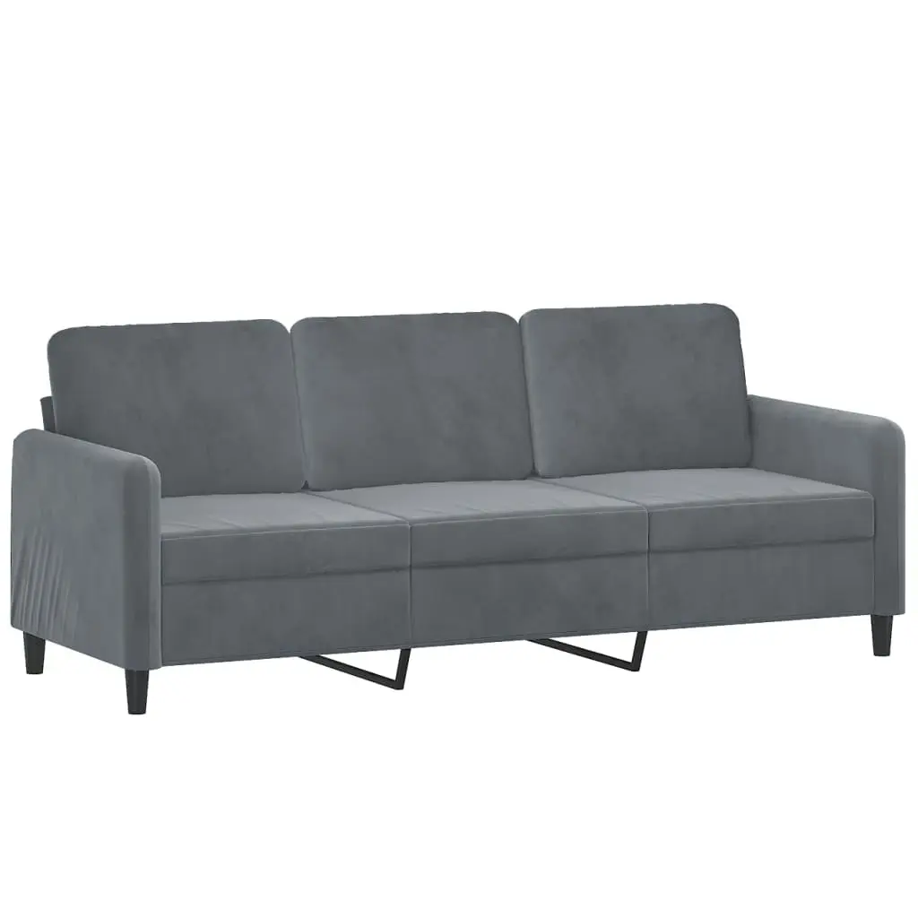 3 Piece Sofa Set with Pillows Dark Grey Velvet 3202045