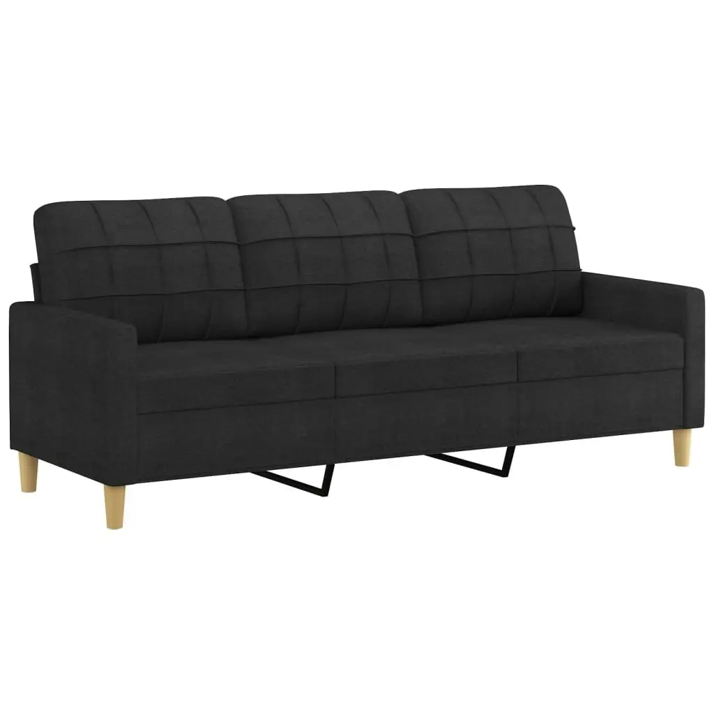 3 Piece Sofa Set with Cushions Black Fabric 3201318