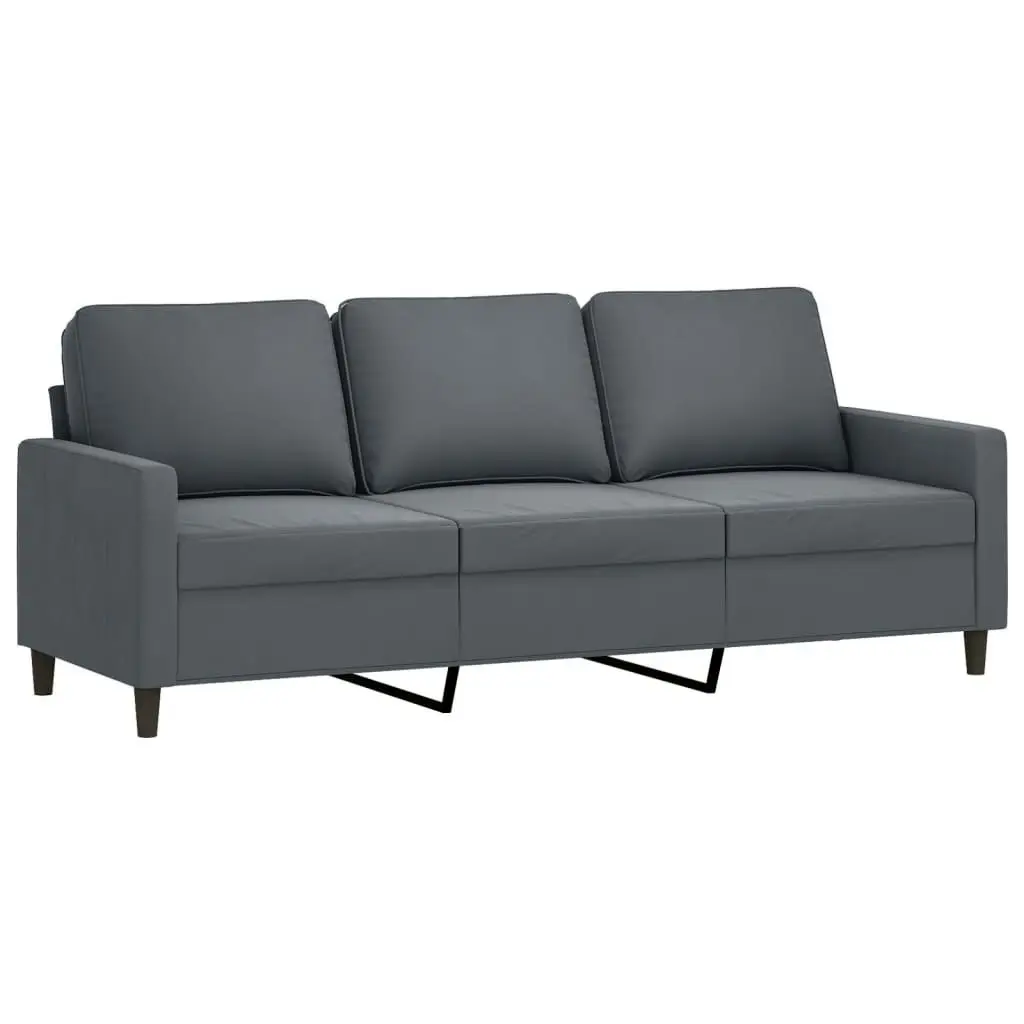 3 Piece Sofa Set with Cushions Dark Grey Velvet 3201527