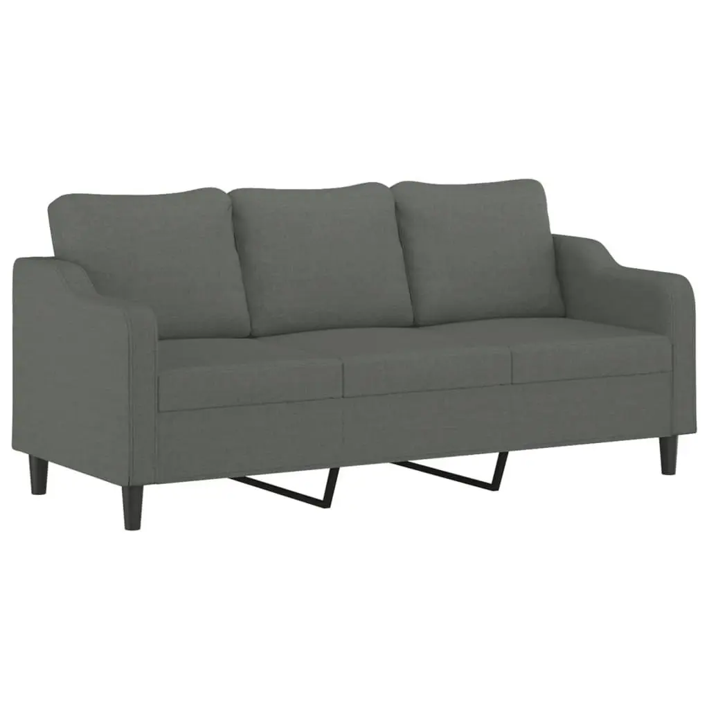 3 Piece Sofa Set with Pillows Dark Grey Fabric 3201859