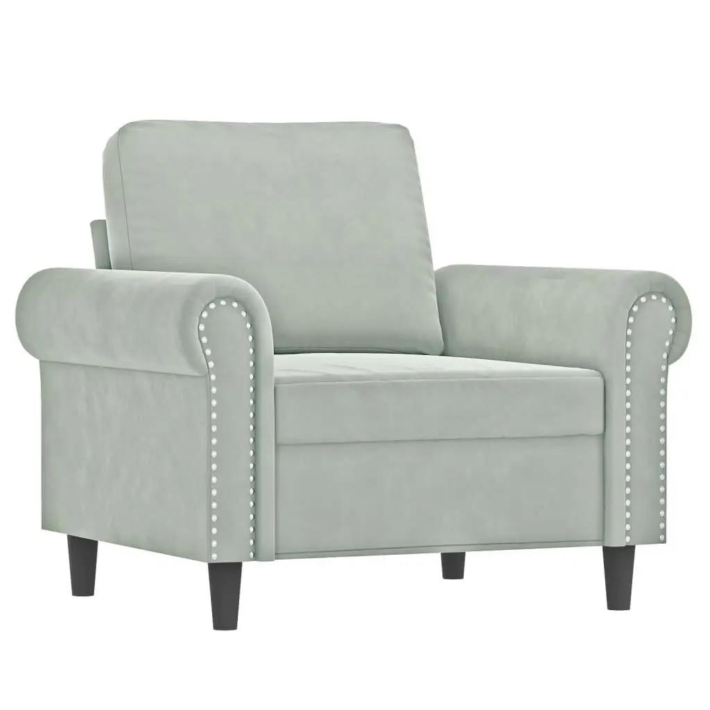 3 Piece Sofa Set with Cushions Light Grey Velvet 3202170