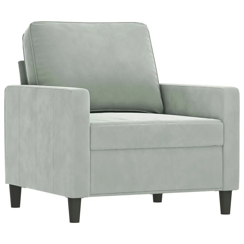 3 Piece Sofa Set with Cushions Light Grey Velvet 3201476