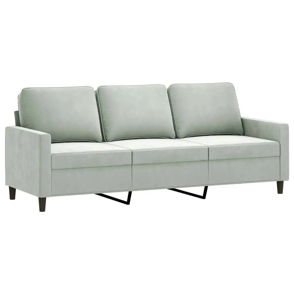 3 Piece Sofa Set with Cushions Light Grey Velvet 3201476