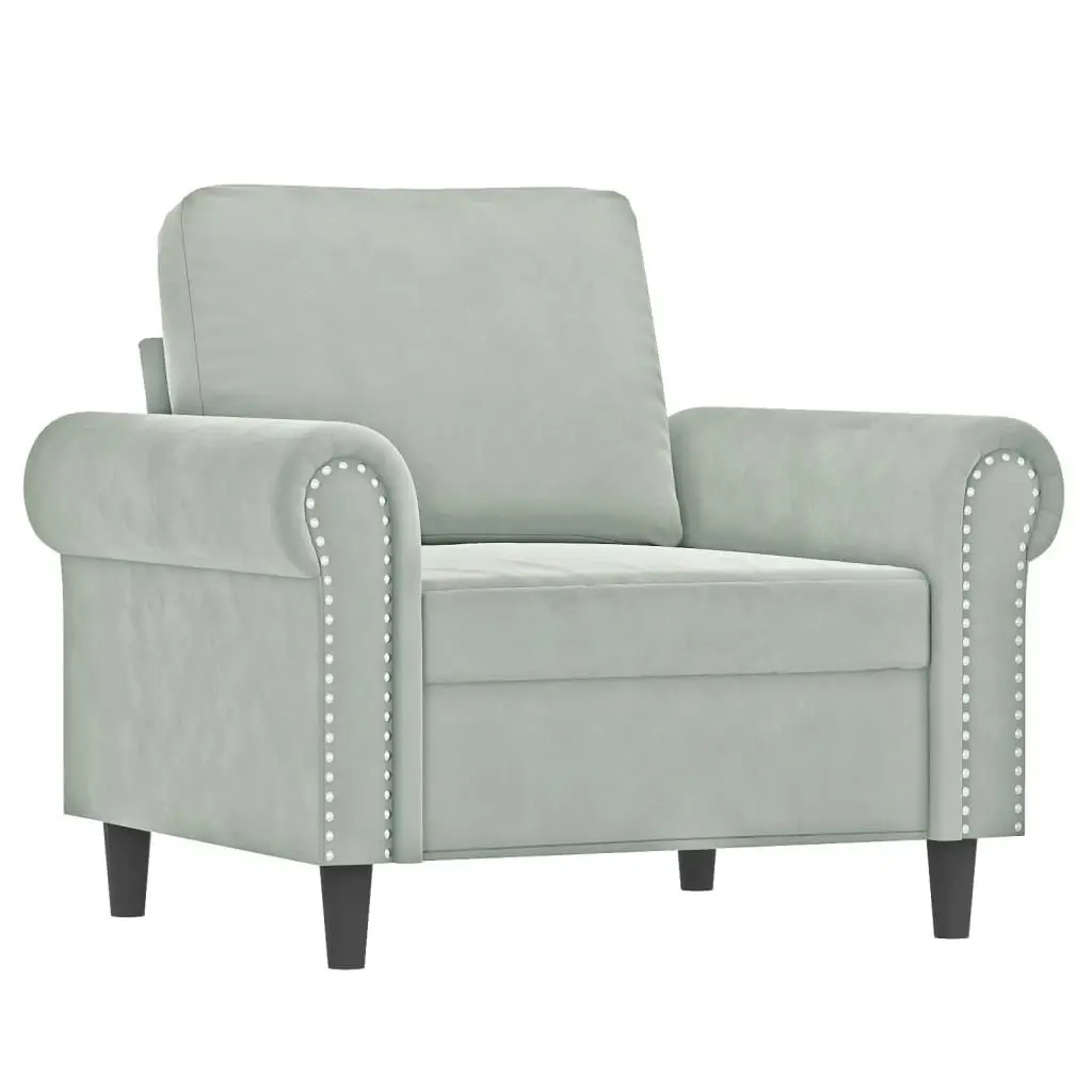 3 Piece Sofa Set with Pillows Light Grey Velvet 3202190