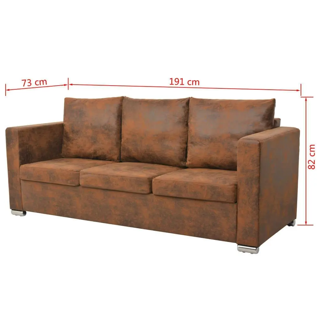 3-Seater Sofa 191x73x82 cm Artificial Suede Leather 244703