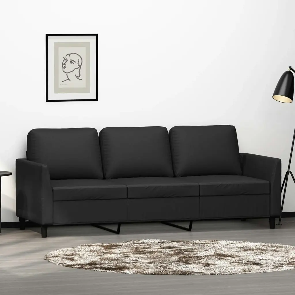 3-Seater Sofa Black 180 cm Faux Leather 359338