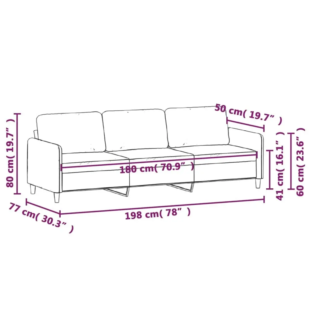 3-Seater Sofa Black Fabric 180 cm 359490