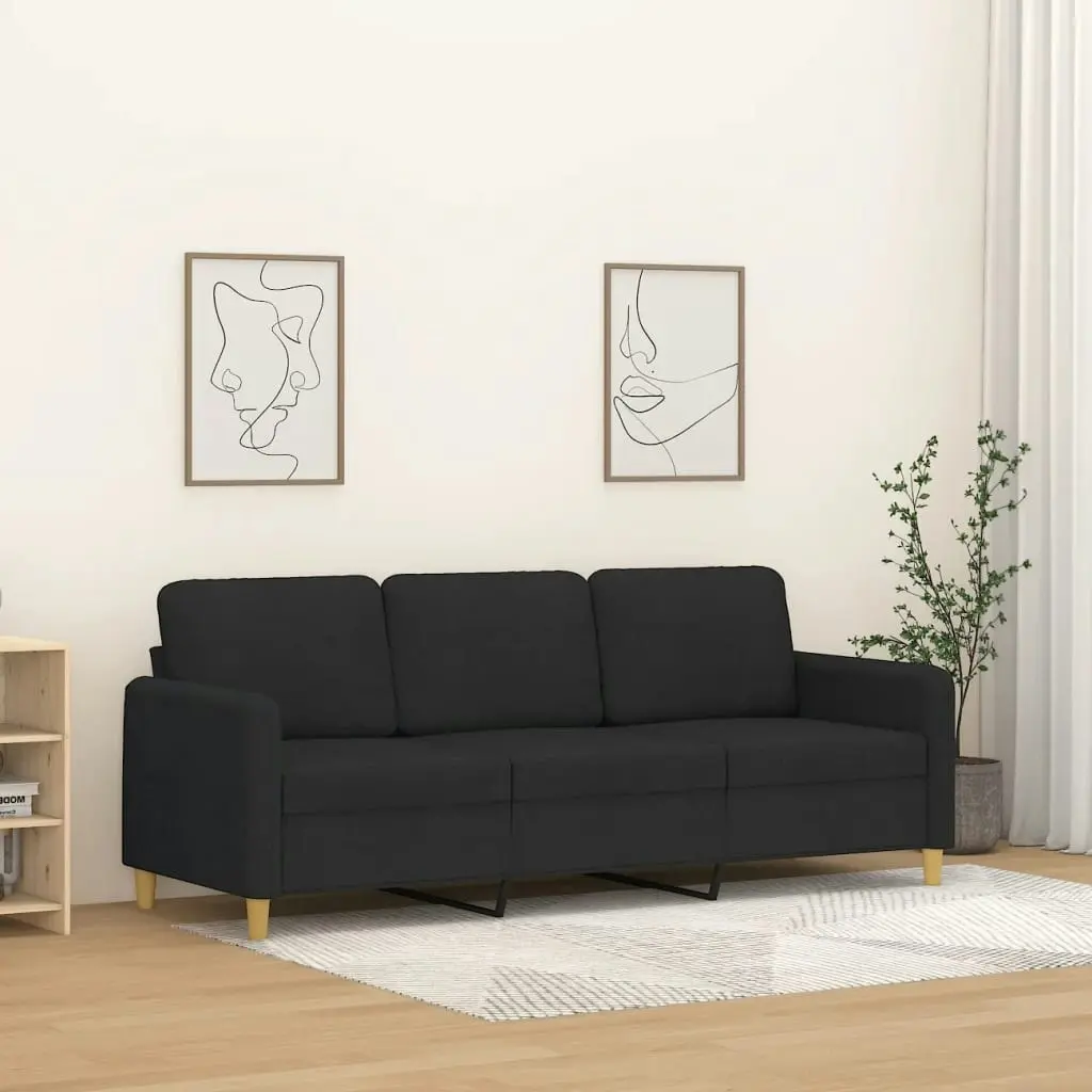 3-Seater Sofa Black Fabric 180 cm 359490