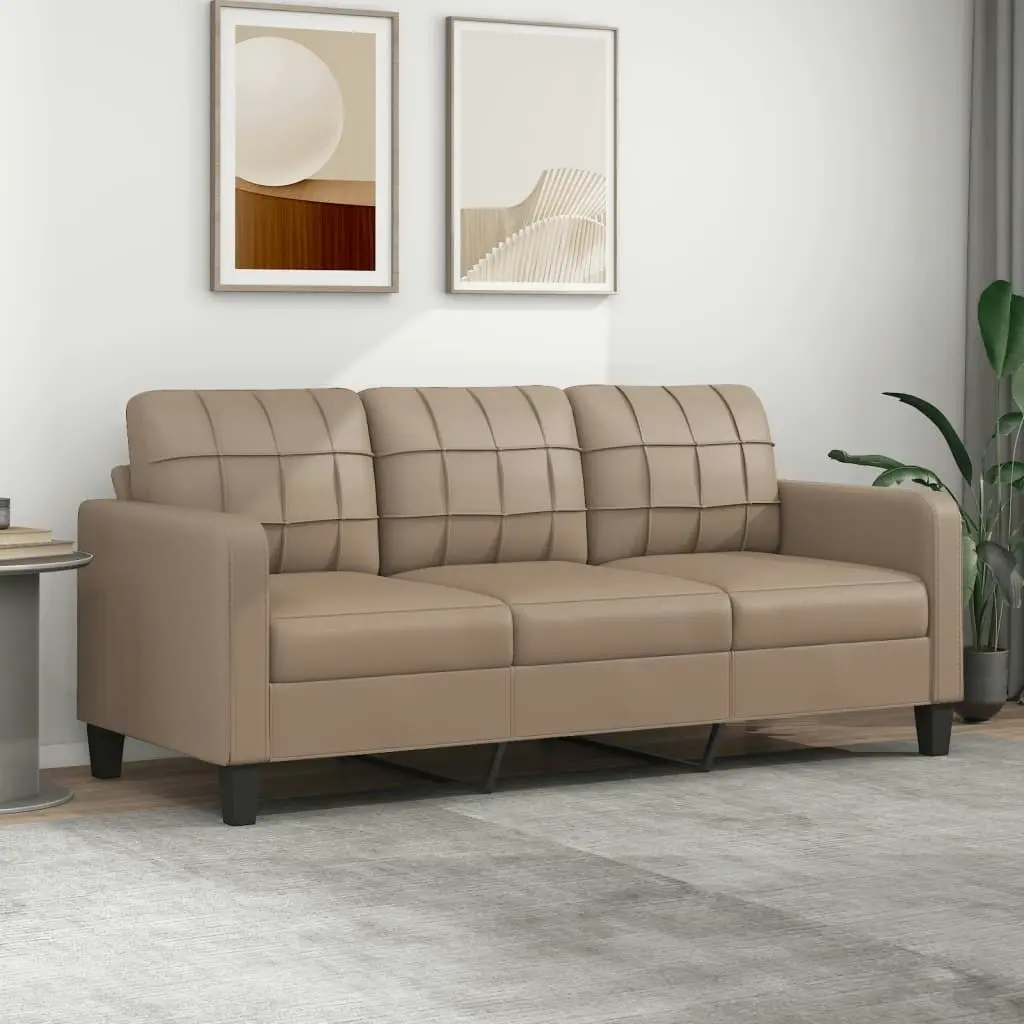 3-Seater Sofa Cappuccino 180 cm Faux Leather 359126