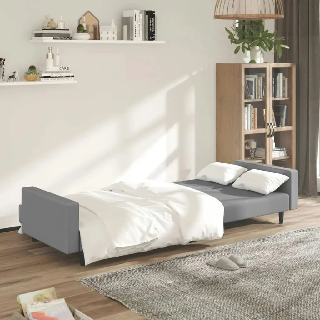 2-Seater Sofa Bed Light Grey Velvet 337650