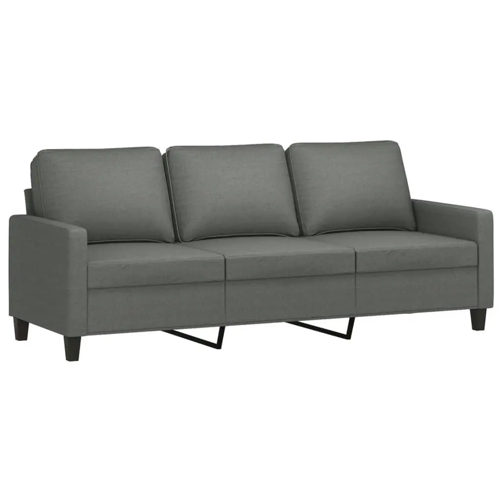 3-Seater Sofa with Footstool Dark Grey 180 cm Fabric 3201038