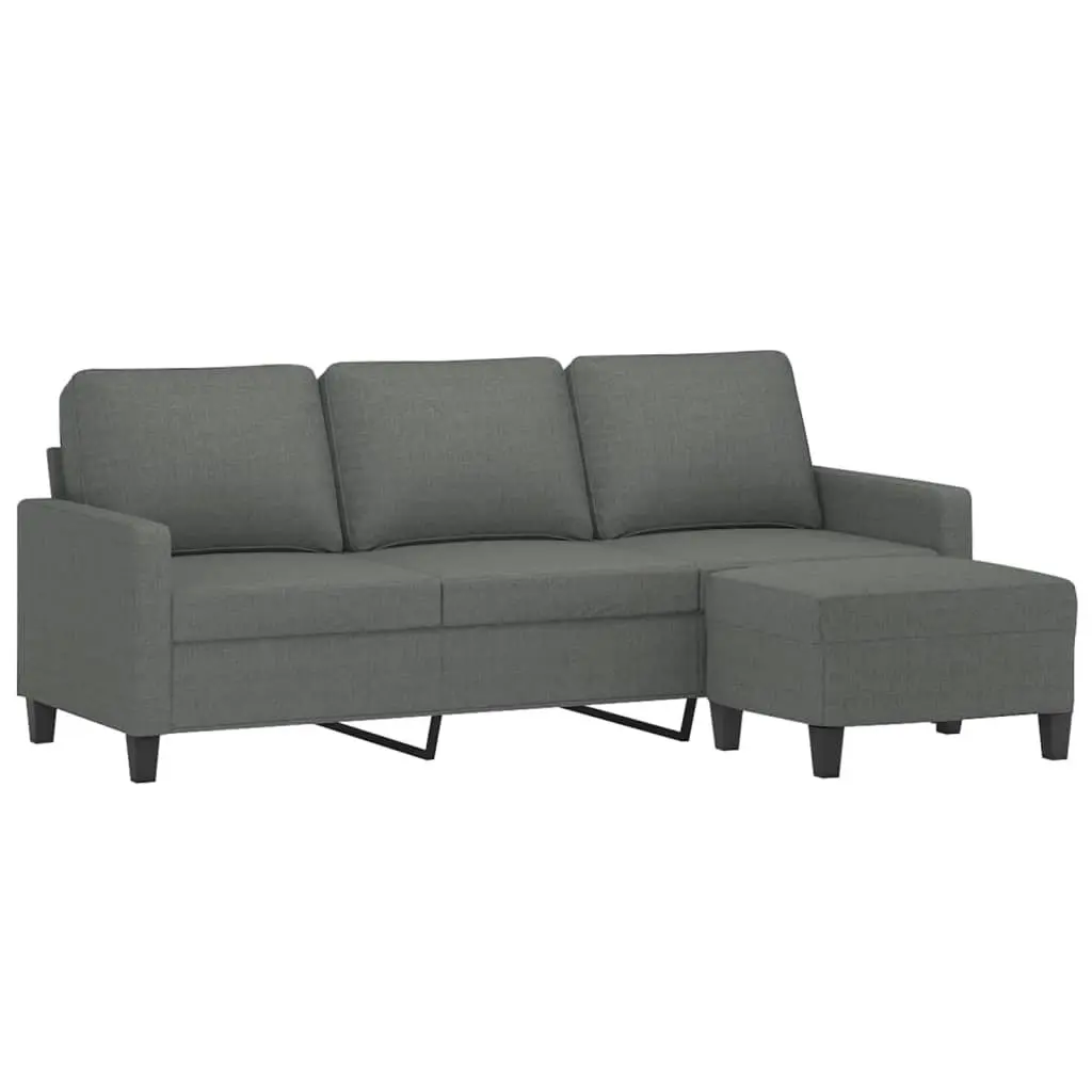 3-Seater Sofa with Footstool Dark Grey 180 cm Fabric 3201038