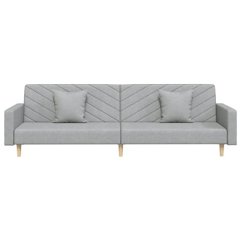 2-Seater Sofa Bed with Two Pillows Light Grey Fabric 375899