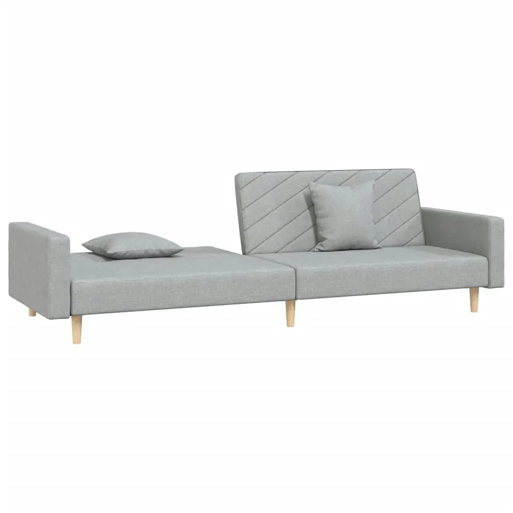 2-Seater Sofa Bed with Two Pillows Light Grey Fabric 375899