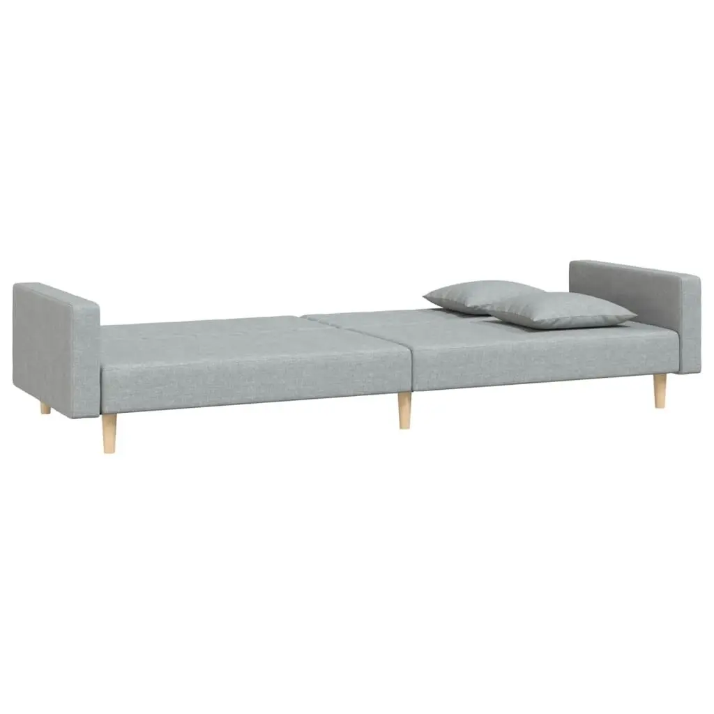 2-Seater Sofa Bed with Two Pillows Light Grey Fabric 375899