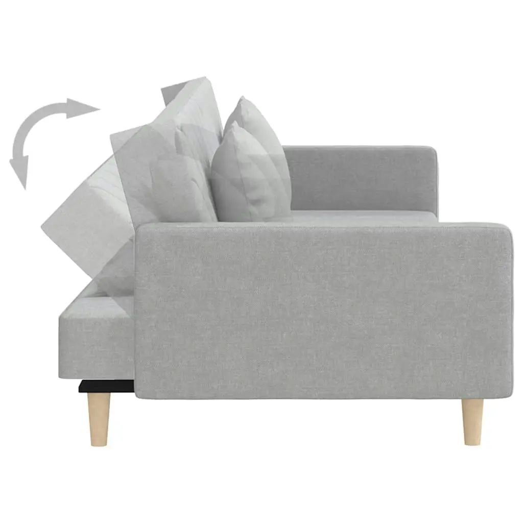 2-Seater Sofa Bed with Two Pillows Light Grey Fabric 375899