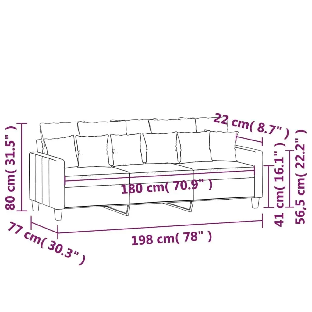 3-Seater Sofa Dark Grey 180 cm Fabric 359276