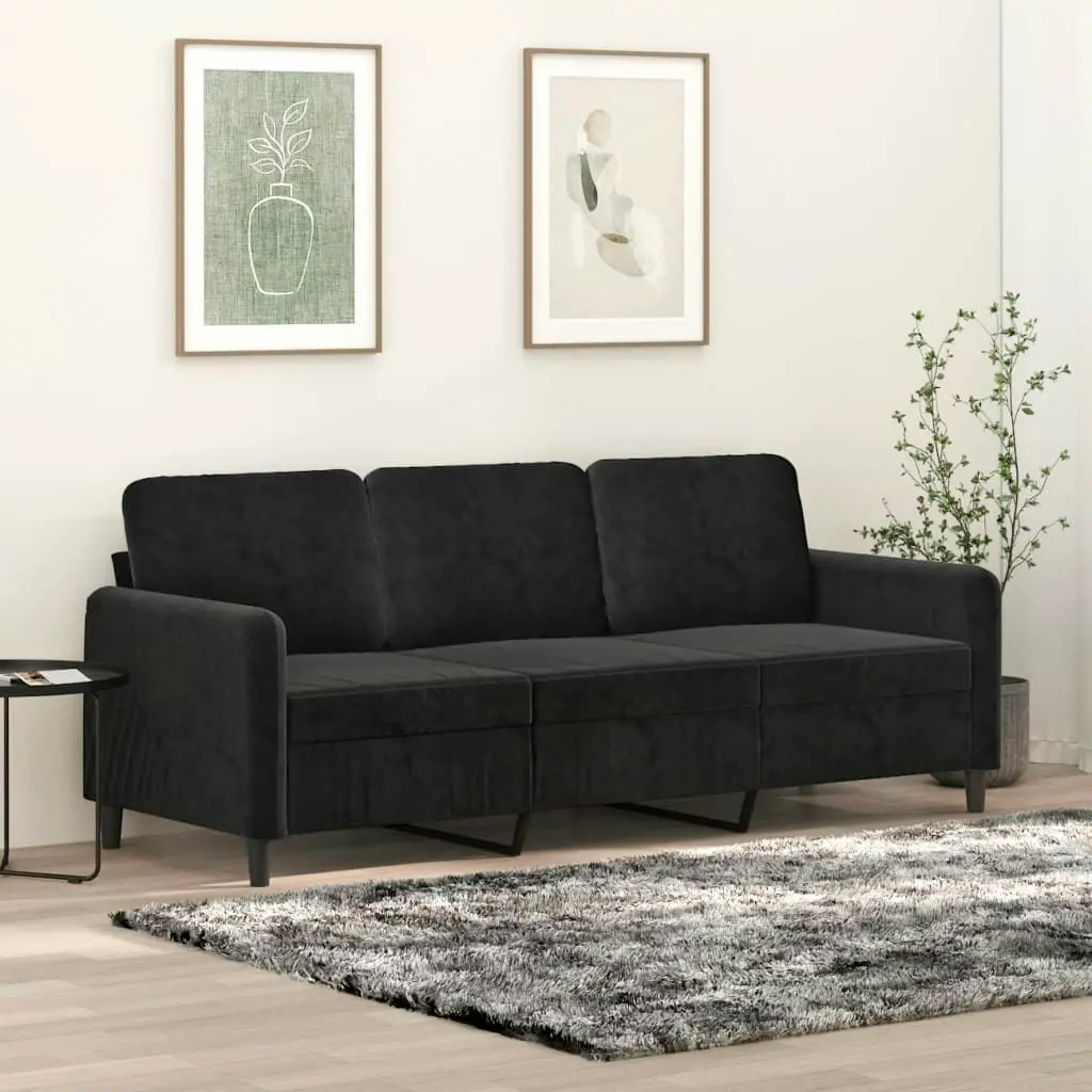 3-Seater Sofa Black 180 cm Velvet 359457