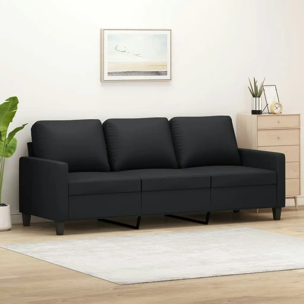 3-Seater Sofa Black 180 cm Faux Leather 359142