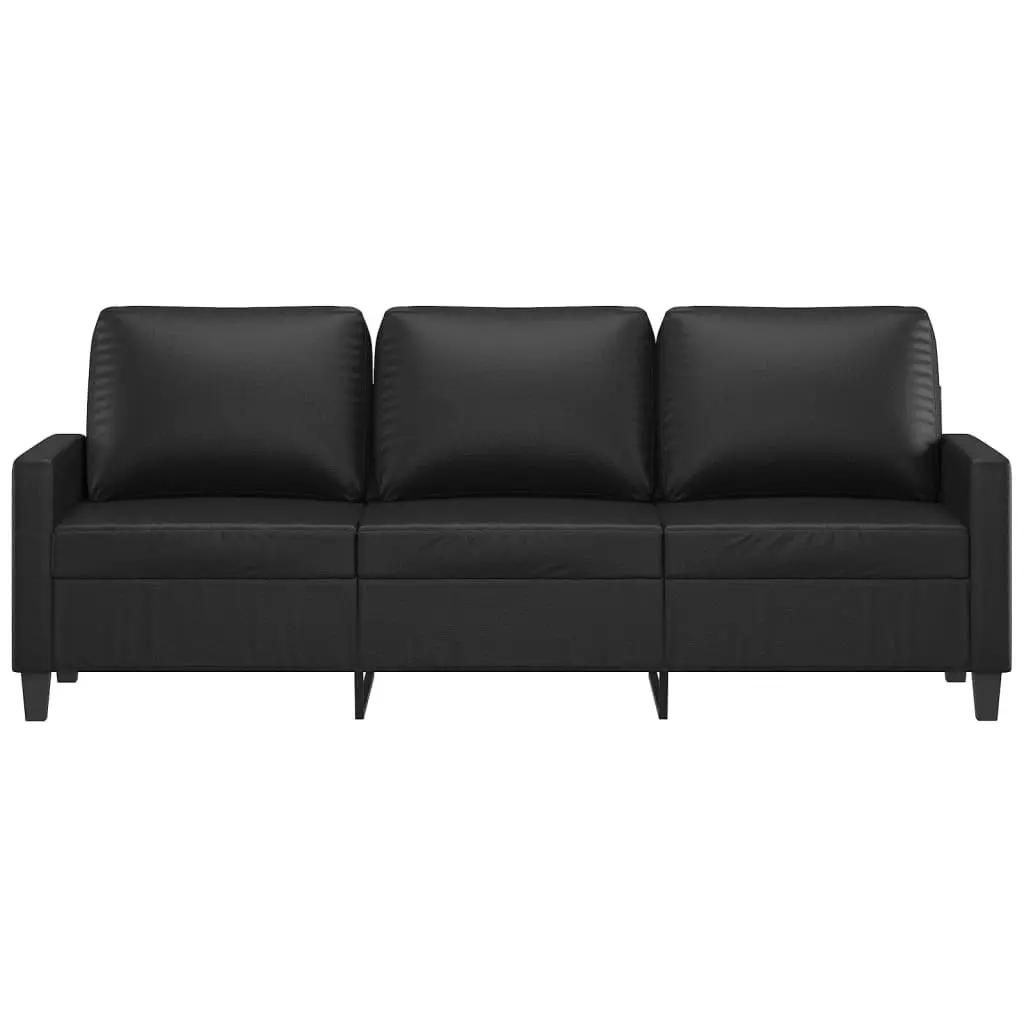 3-Seater Sofa Black 180 cm Faux Leather 359142