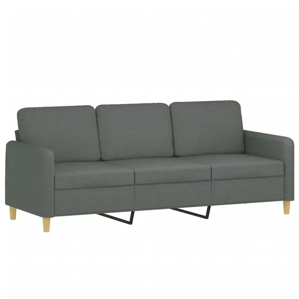 3-Seater Sofa with Footstool Dark Grey 180 cm Fabric 3201193