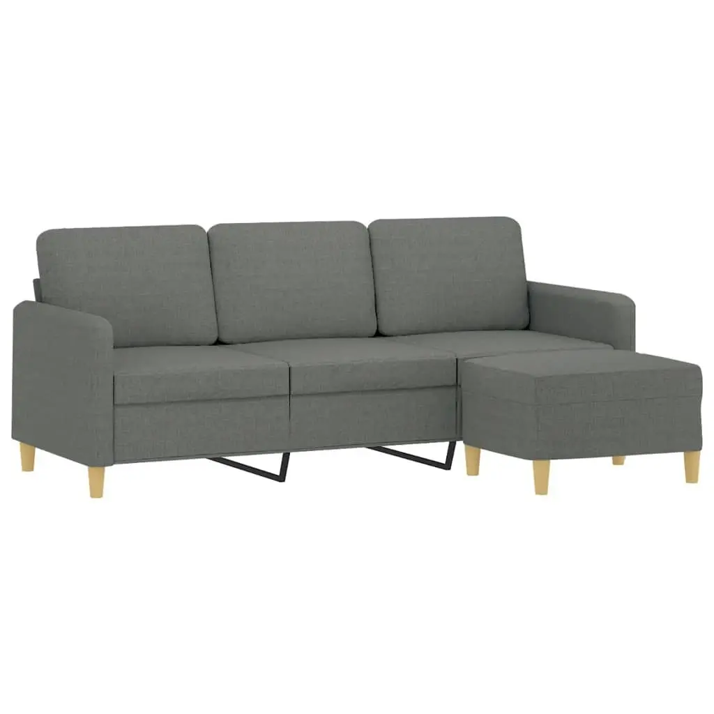 3-Seater Sofa with Footstool Dark Grey 180 cm Fabric 3201193