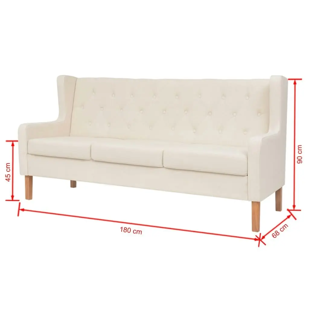 3-Seater Sofa Fabric Cream White 245451