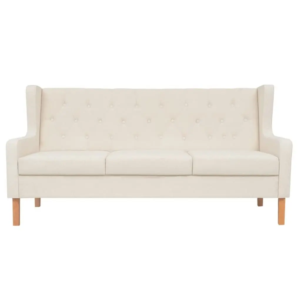 3-Seater Sofa Fabric Cream White 245451