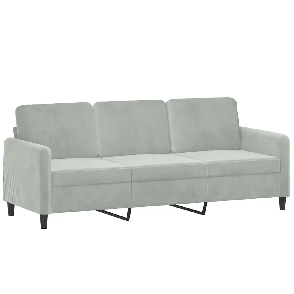 3-Seater Sofa with Footstool Light Grey 180 cm Velvet 3201174