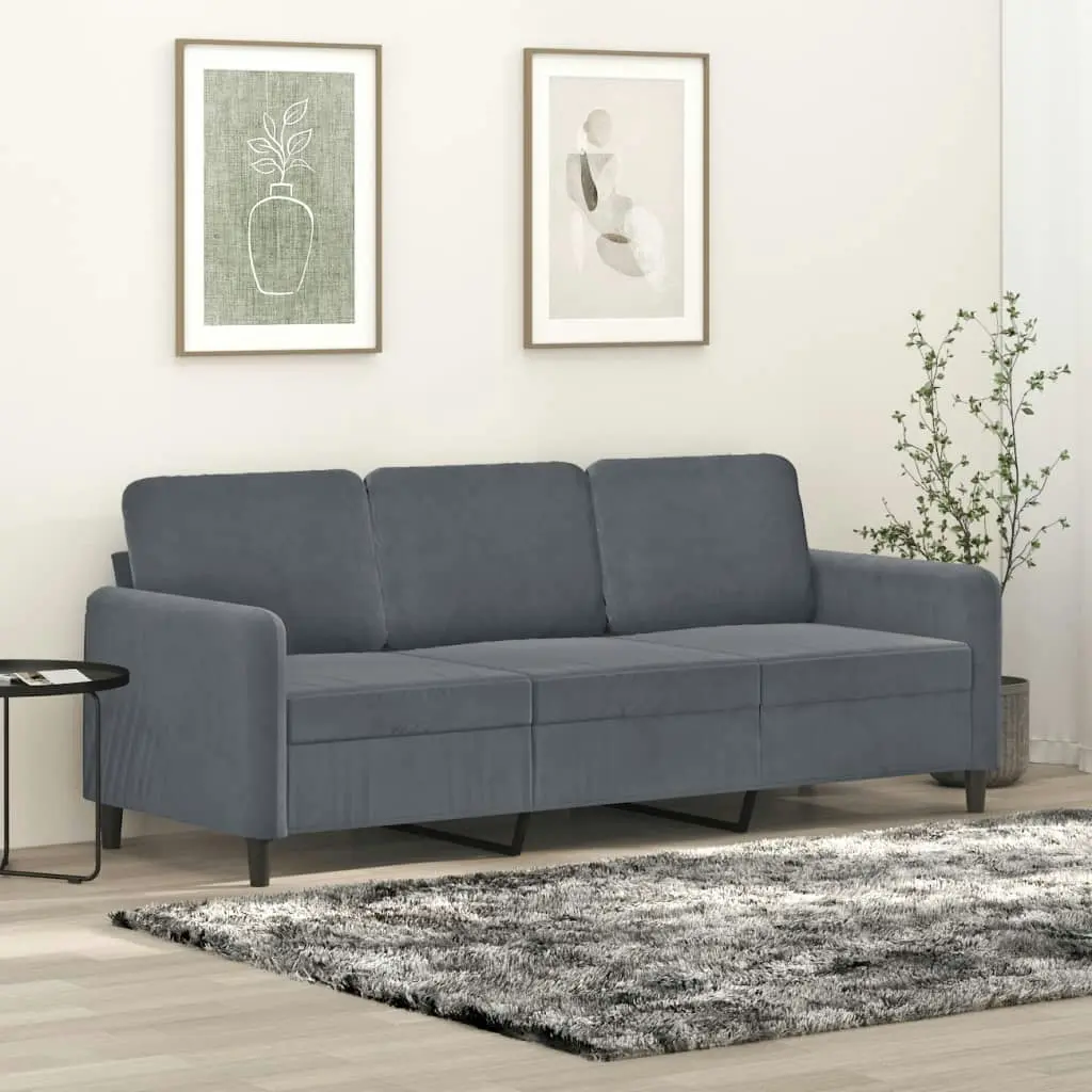 3-Seater Sofa Dark Grey Velvet 180 cm 359453