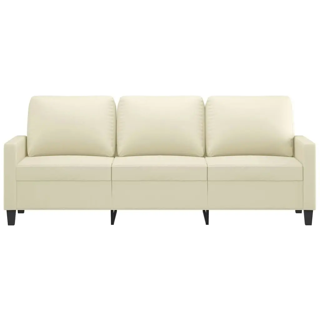 3-Seater Sofa Cream 180 cm Faux Leather 359143