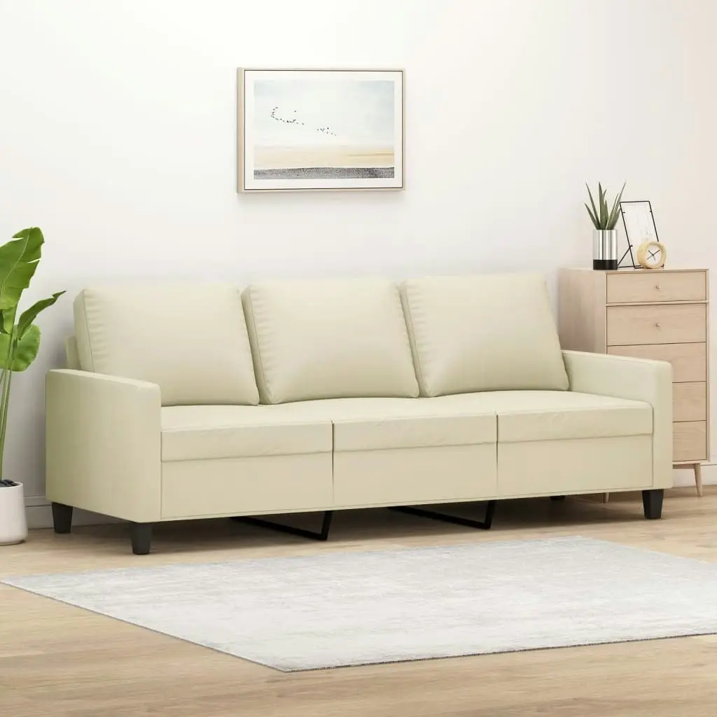 3-Seater Sofa Cream 180 cm Faux Leather 359143