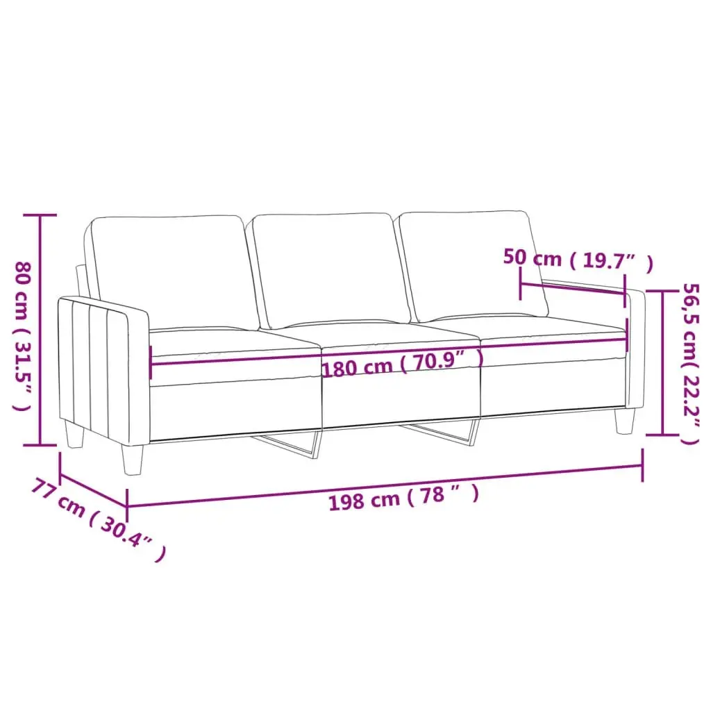 3-Seater Sofa Cream 180 cm Faux Leather 359143