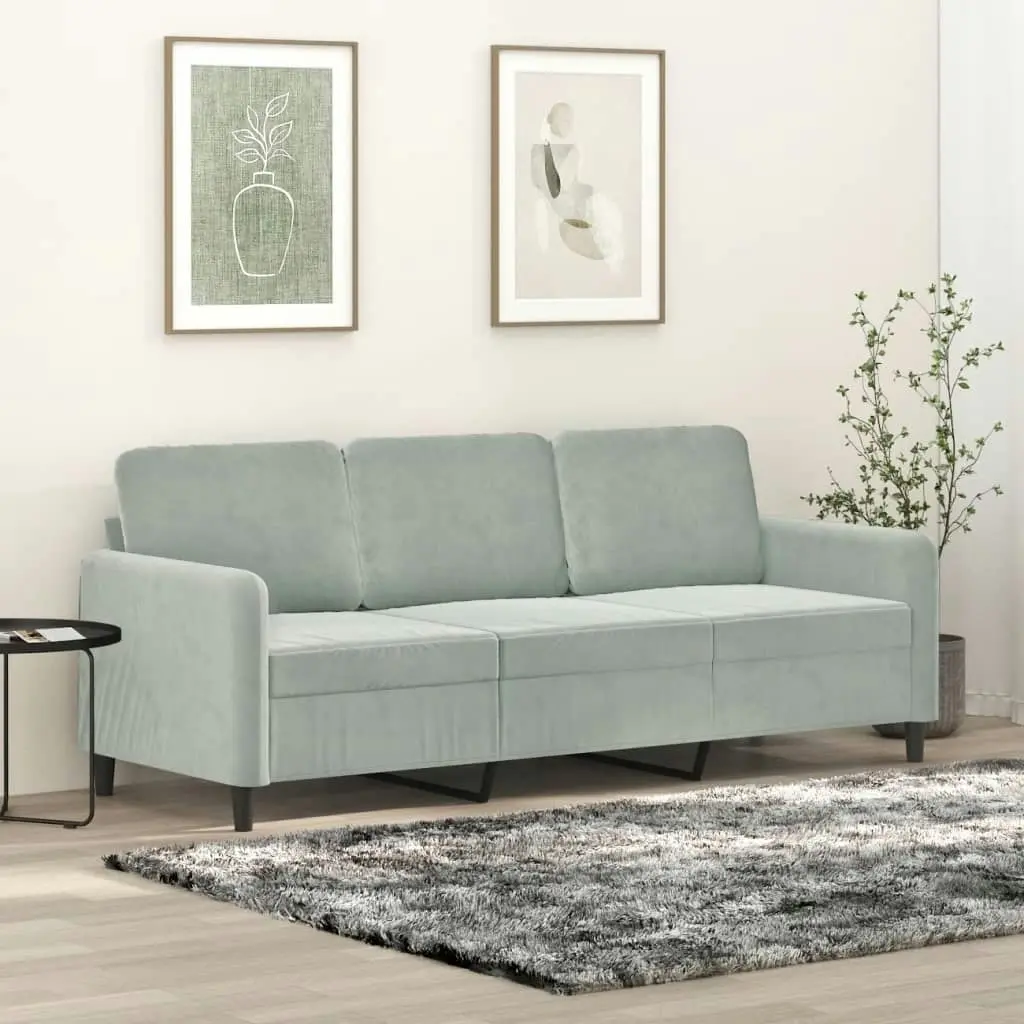 3-Seater Sofa Light Grey 180 cm Velvet 359452